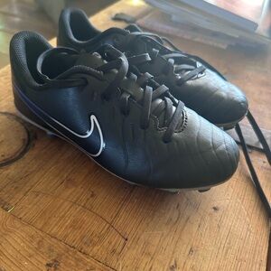Nike Black Soccer Cleats with Blue Accent